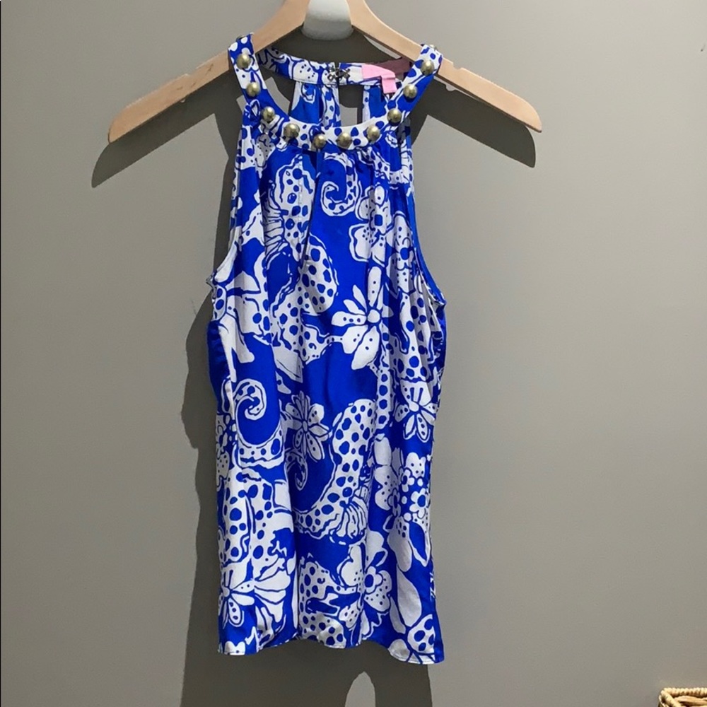 Lilly pulitzer silk keyhole sleeveless top